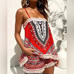 Boho Chic Tribal Print Shorts Outfit